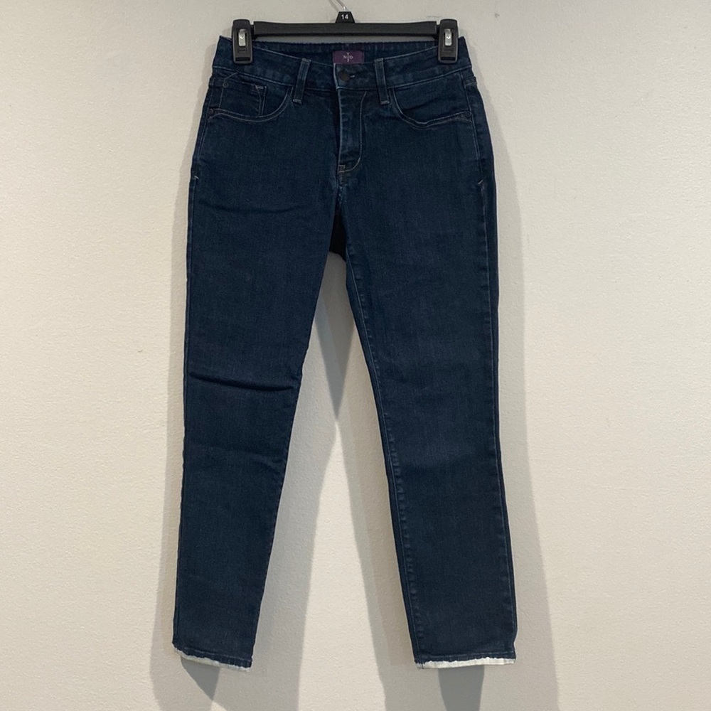 NYDJ Not Your Daughters Jeans Dark Wash Ankle Jeans with White Wash - Sze 0P